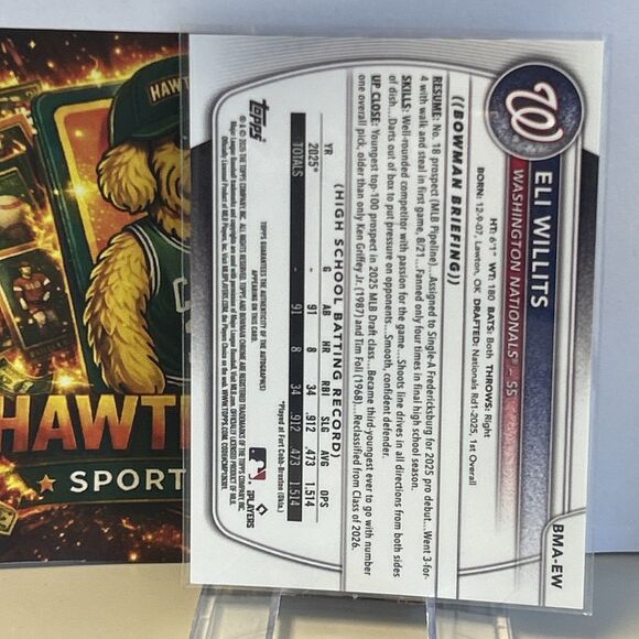 Eli Willits [Mojo Image Variation] #BDC-1 Prices | 2025  2025 Bowman Draft BMA-EW Eli Willits RED JERSEY Mojo Parallel  Auto Nationals